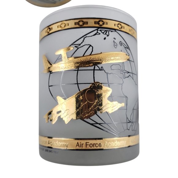 US Air Force Academy Frosted Rock Glass Kapan Kent NWT Gilded Set of 2 - Picture 5 of 9